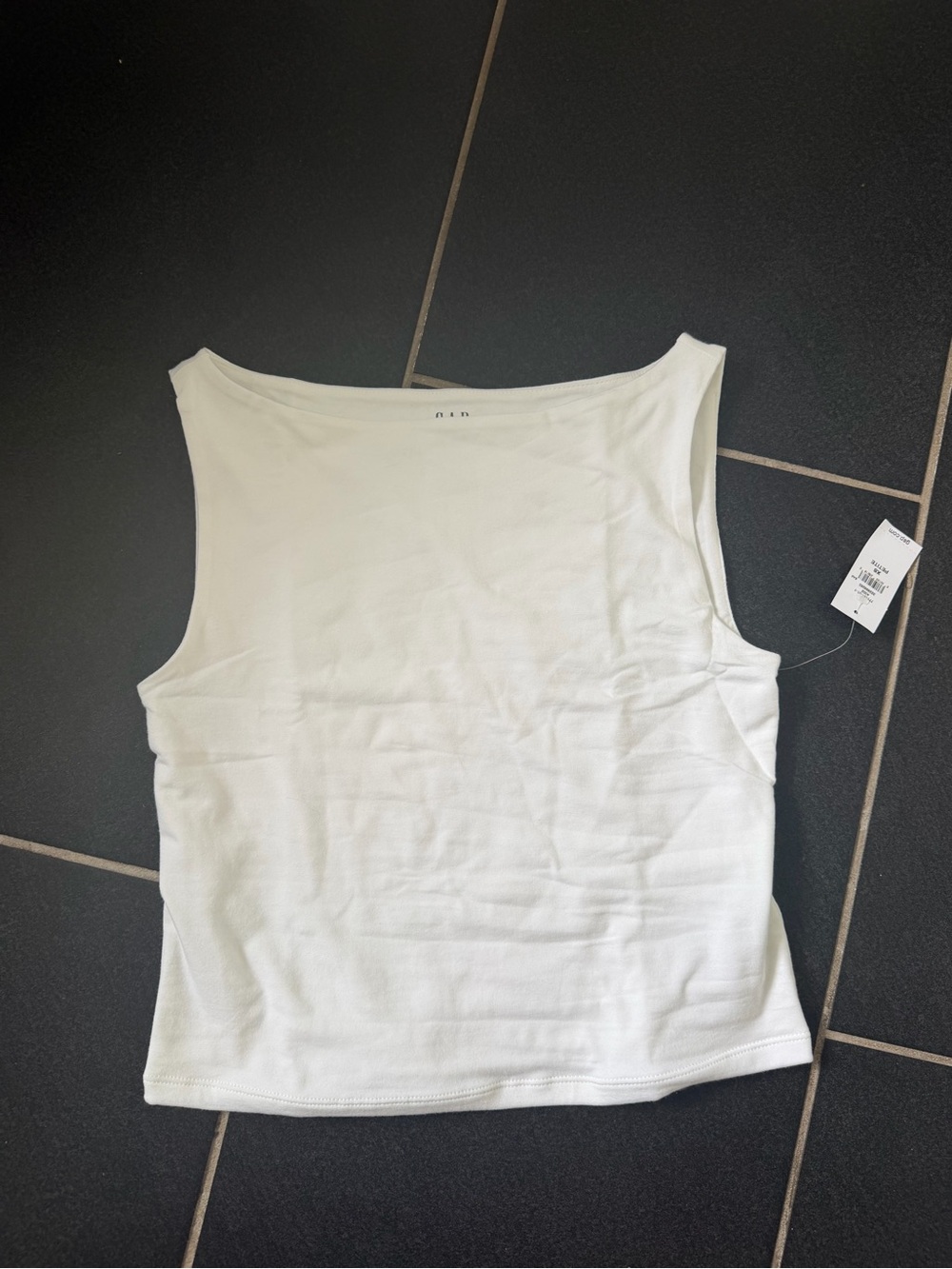Gap CloseKnit Jersey Boatneck Crop Tank Top white xs petite nwt